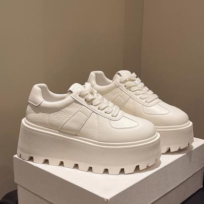 Mode Damen 6CM Hohe Plateau-Sneakers Lässige Outdoor-Skateboard-Schuhe Bequeme Schnür-Chunky-Sneakers Lauf-Sportschuhe Weiblich