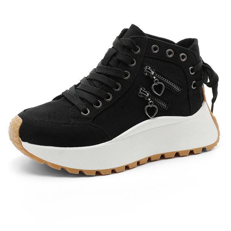 

Chunky Women Denim High Top Shoes Designer New Comforts Increased Canvas Shoes Student Girl Vulcanized Shoe Women Sneakers 35-42 35 чёрный