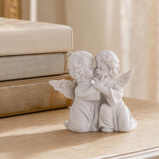 huaqianguhh Resin Cherubs Figurine, White Angel Statue, Garden Praying Cherub Sculpture, Indoor Outdoor Home Decoration, Cute Adorable Angle Sculpture