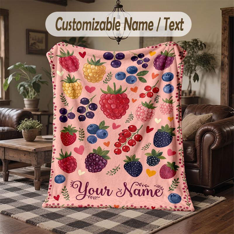Beetle Floral Garden Theme Throw Blanket Custom Name Text Personalized Blanket Soft Cozy Blanket for Home Sofa Bed