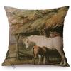 Horse Oil Painting Racehorse Mare Pattern Cushion Cover Nordic Farm Animal Design Cotton Linen Sofa Decoration Throw Pillow Case