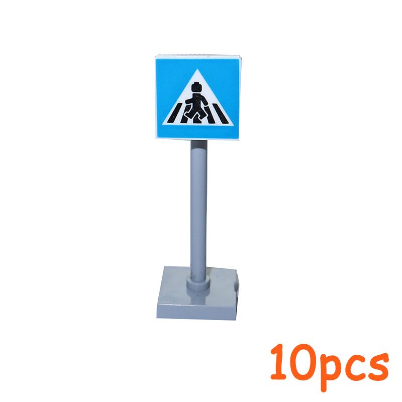 Non-Toxic Moc City Traffic Road Signs Signal Light Building Block Bike Bicycle Scooter Motorcycle Vehicle Scene Construction Accessories