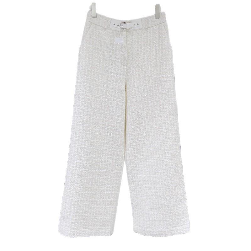 French-Style Early Spring Pearl Tweed Suit: Round Neck Jacket & Wide-Leg Pants (2026 Collection)