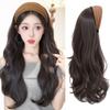 Hair Hoop Half Headband Wig Korean Style Long Wavy Curly  Hair Gray Wide Knit Headband Wig  Party