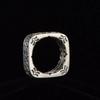 HX Silver Men's Ring Retro Square Round Pangu Trend Personality Domineering Handmade Ring Jewelry Accessories