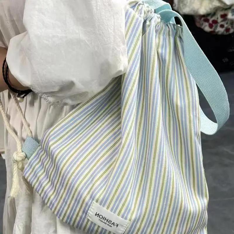 WTEMPO Striped Printed Versatile Canvas Backpack Outdoor Sports Bags Mommy Bags Large Capacity Lightweight Travel Single Shoulder Bags