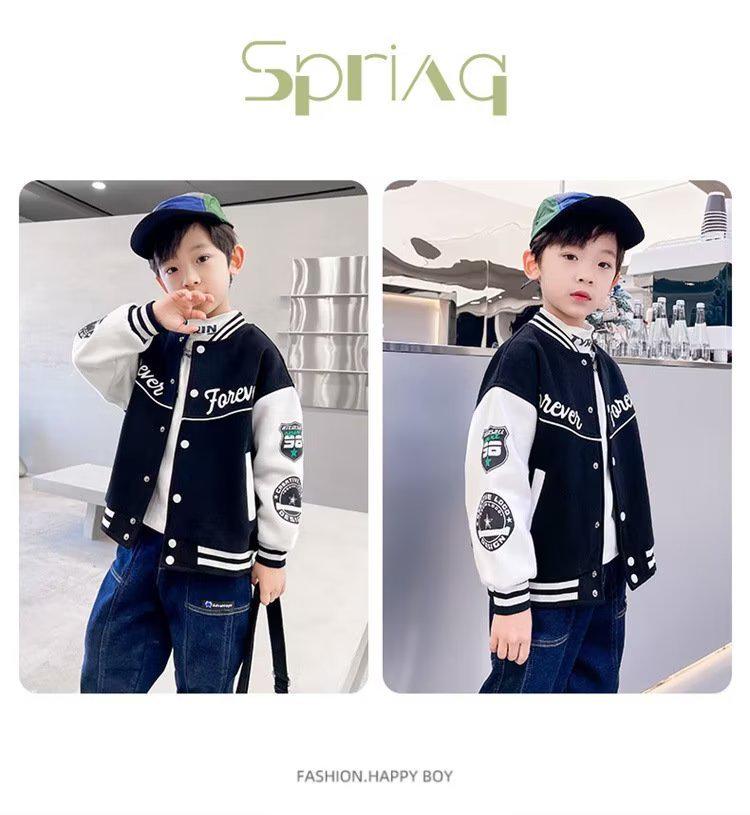 2024 Kids' Casual Loose Fit Retro Baseball Jacket