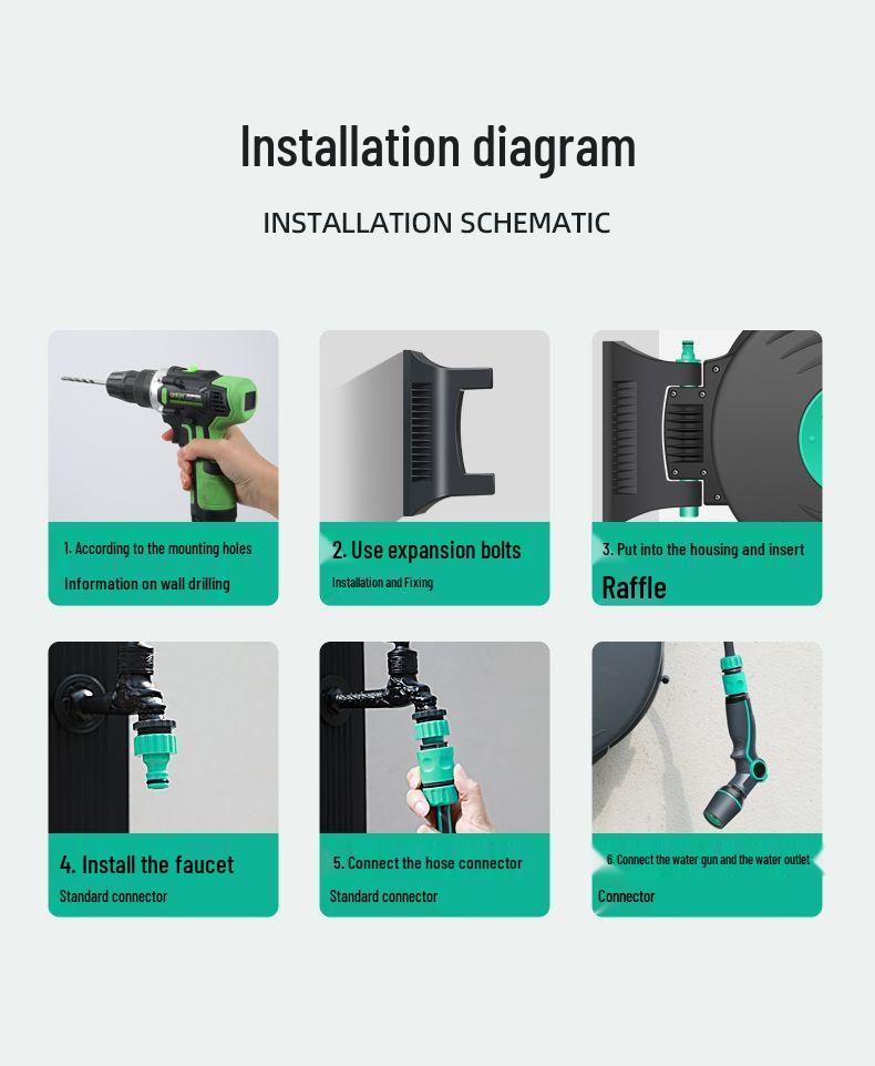 Telescopic Car Wash & Garden Hose Reel with High-Pressure Water Gun and Automatic Retractable Storage