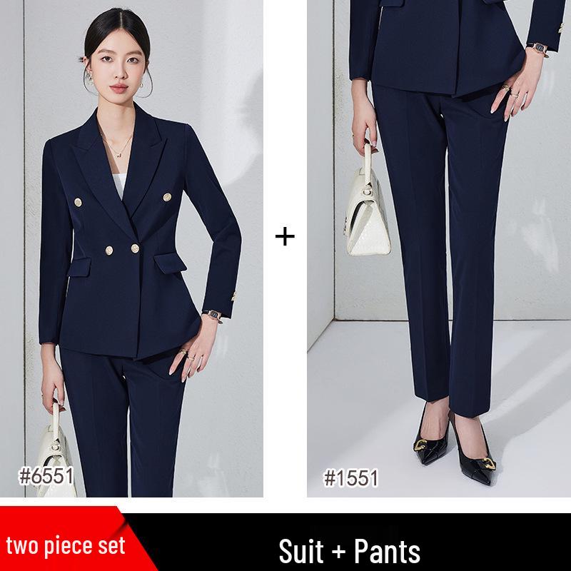 Women's Professional 2025 High-End Blazer Pant Suit Set for Workplace Interviews - Spring Collection