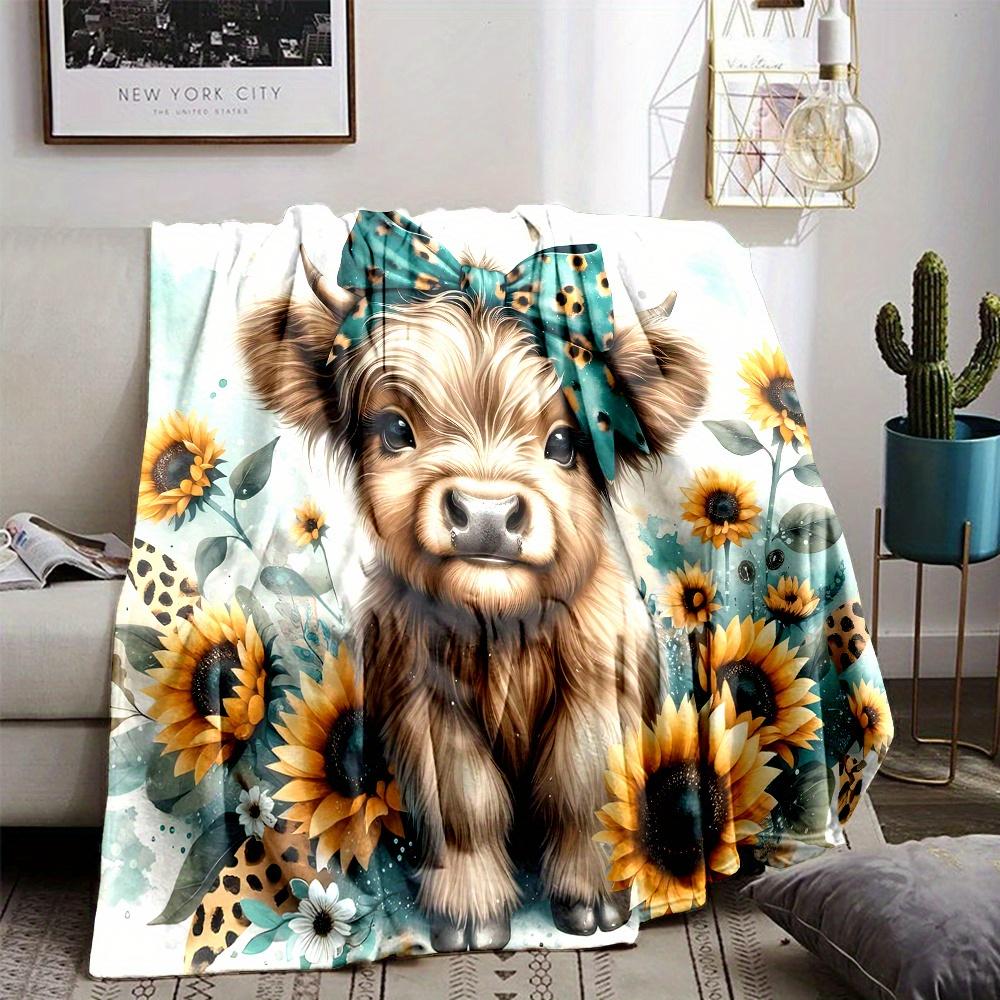 Ultra Soft Puppy Dog Sunflower Print Throw Blanket Leopard Safari Pet Decor Cozy Plush Throw for Nursery Living Room Home Gift