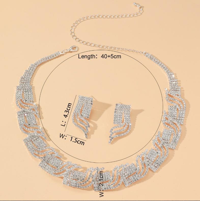 Bridal Suit Wedding Dress Wedding Jewelry Necklace Earrings Geometric Suit Wedding Fashion Chain