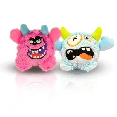 WanWeek Brinquedos de Pelúcia Monstro Cachorro com Brinquedos de Morder com Apito para para e Grande Conjunto Colorido de 2 Brinquedos Leves, Bolas Embutidas, Sons,
