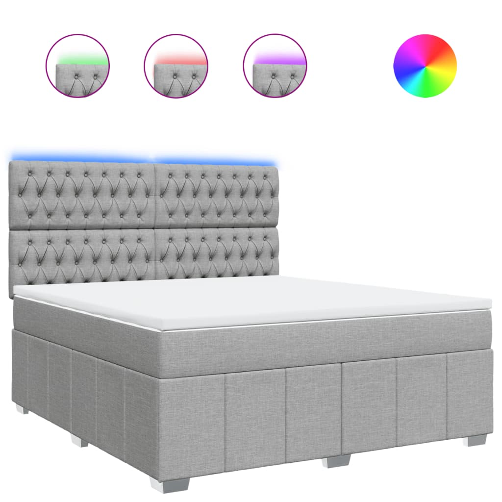 Vidaxl Letto Continentale Con Materasso, Grigio Chiaro, Tessuto, 180X200Cm