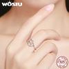WOSTU New Arrival 100% 925 Sterling Silver Lovely Cat Rings For Women Brand Original Fine S925 Jewelry CQR104