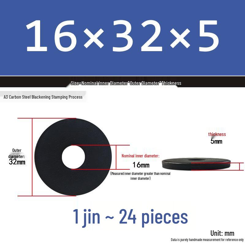Thickened Black Flat Washer: Enhanced Round Metal Spacer for Home Use