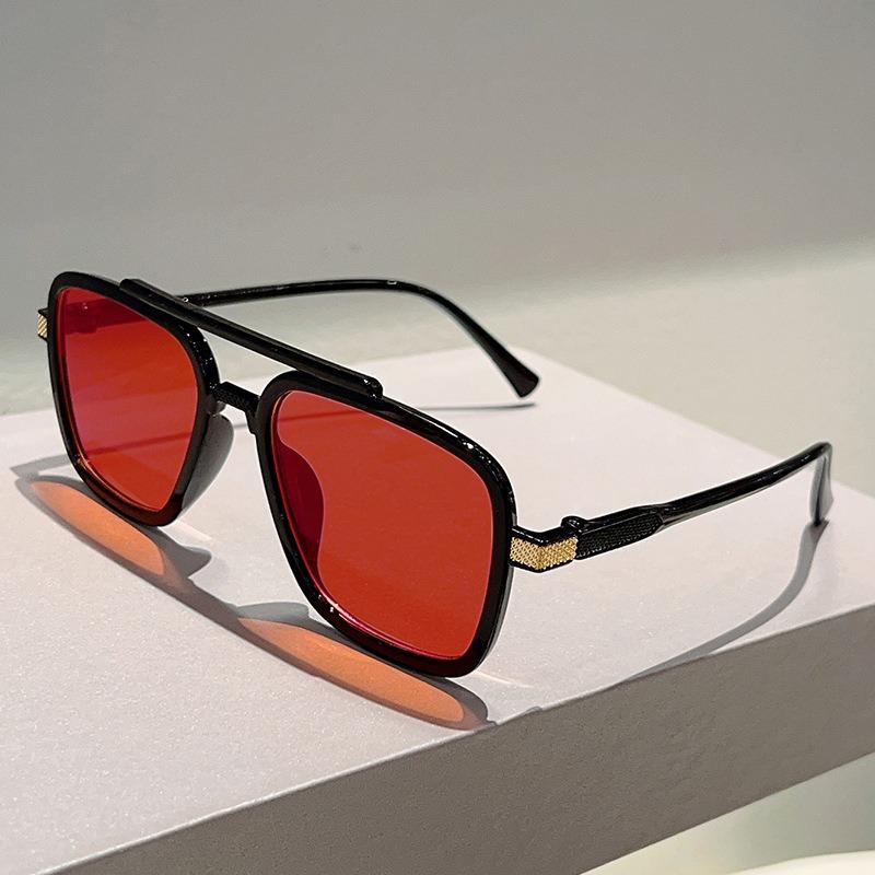 Non-polarized Vintage Punk Double Girder Large Square Frame Leisure Sunglasses Men Women Outdoor Travel Anti Strong Light Eyeglasses