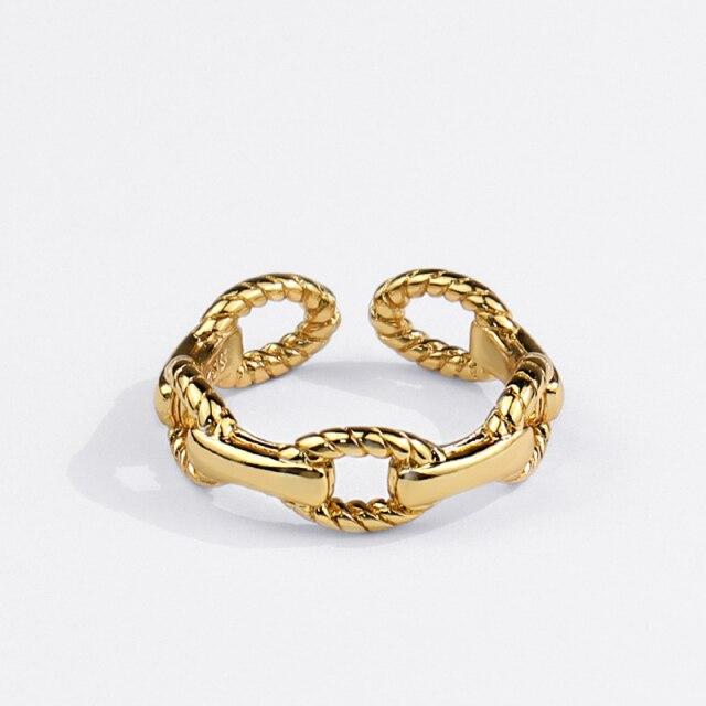 

Кольца-цепочки из стерлингового серебра 925 пробы с полым замком для женщин, регулируемые кольца-открытия, ювелирные изделия, новые Resizable