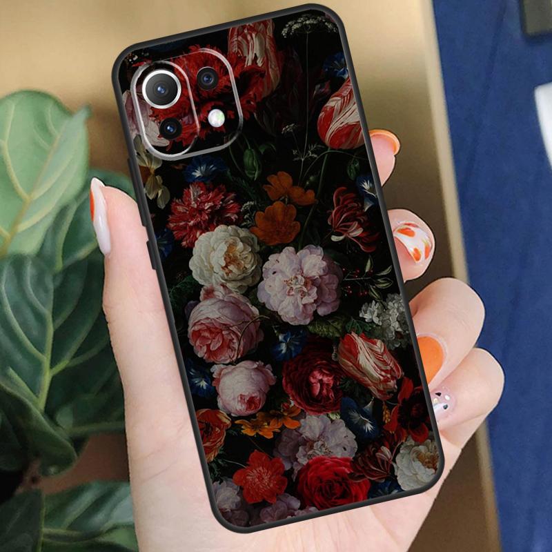 Midnight Floral Case For Xiaomi 15 14 Ultra 13T 14T 15T Pro 17 Pro Max POCO X7 X5 X6 F5 F6 F7 F8 Pro Coque