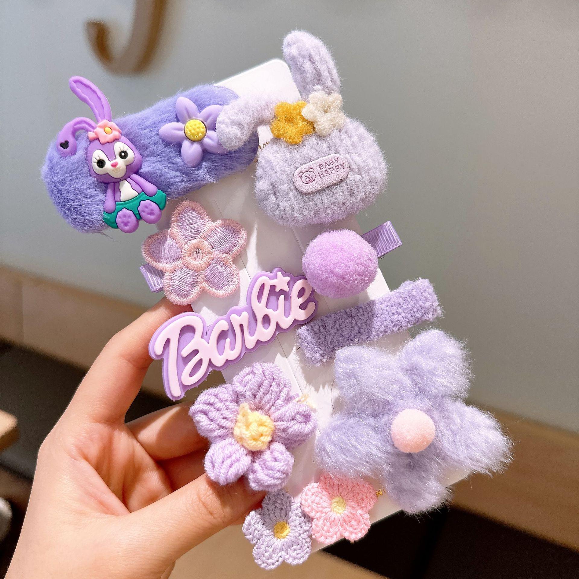 StellaLou Plush Colorful Hair Clip: Cute Autumn & Winter Headwear for Girls