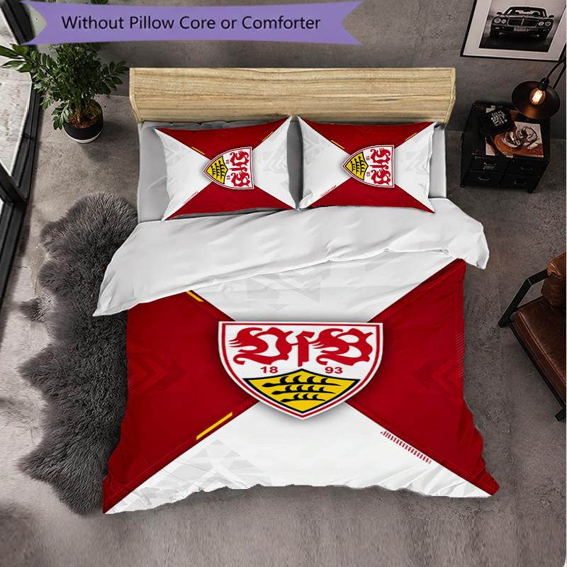 Biancheria da letto a tema VfB Stuttgart Set 3 Pezzi Copripiumino Biancheria da letto Decorativa per Camera Adolescenti Decorazione Casa