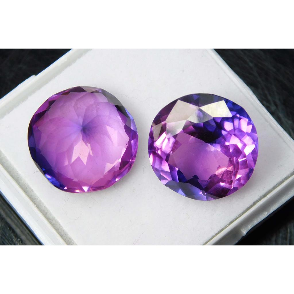 Natural Purple Tanzanite Loose Gemstone 17 Ct Round Cut Pair for Jewelry Making and Gem Collections