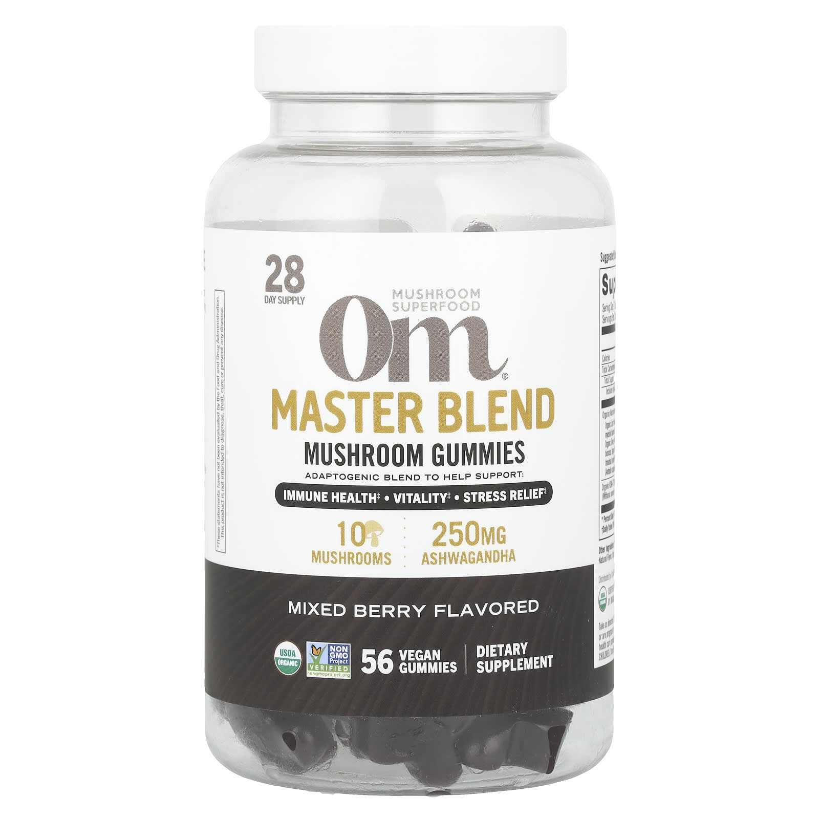 

Master Blend Mushroom Gummies, Mixed Berry, Vegan Gummies 56 Pieces
