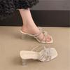 Fashion Slippers Casual Female Shoes Butterfly-Knot Square heel Slides Women Heels Jelly Flip Flops Luxury 2025 Summer Block High