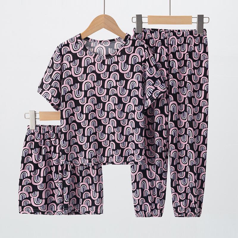 

Летний детский комплект в американском стиле из 3 предметов: Топ с коротким рукавом, шорты и длинные брюки 110 cm