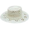 Japan Japanese French Retro Hollow Flower White Flat Top Top Hat Women'S Summer Sunshade Vacation Beach Straw Hat Outing