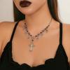 Punk Thorn Cross Pendant Necklace Dark Gothic Cross Fringe Choker Necklace for Women Unique Clavicle Chain Stylish Gift