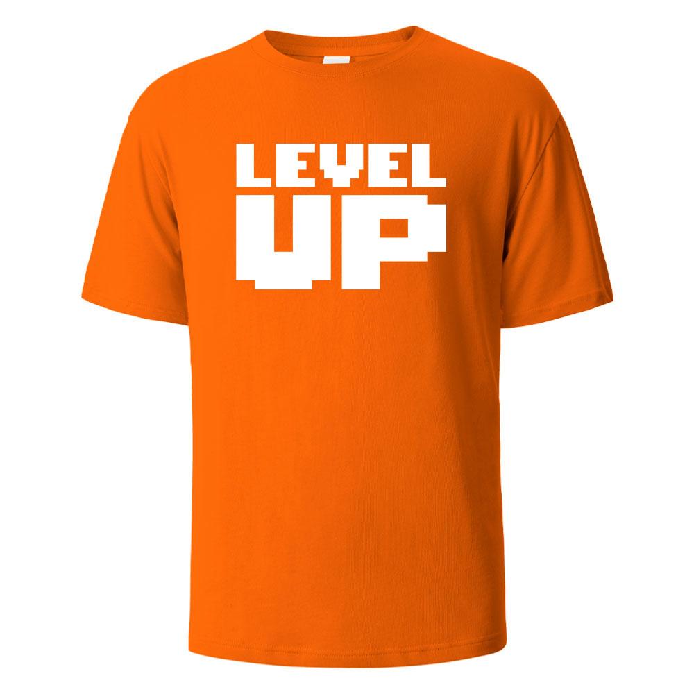 Mens Printed TShirt Level Up Basic Streetwear 100 Cotton Tops For Men Women Summer Breathable ShortSleeved Oneck Basic Tees