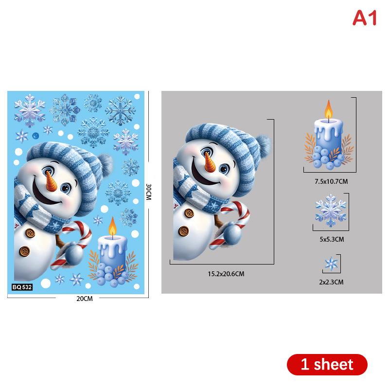 

Рождественские синие наклейки на окна снеговик Дед Мороз птица снежинка лось украшения Счастливого Рождества 2025 Счастливого года 2026