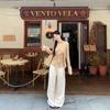 Design Ribbon V-Neck Long Sleeve T-Shirt Women's Autumn New Spice Girl Style Skinny Slim Reducing Age Versatile Top