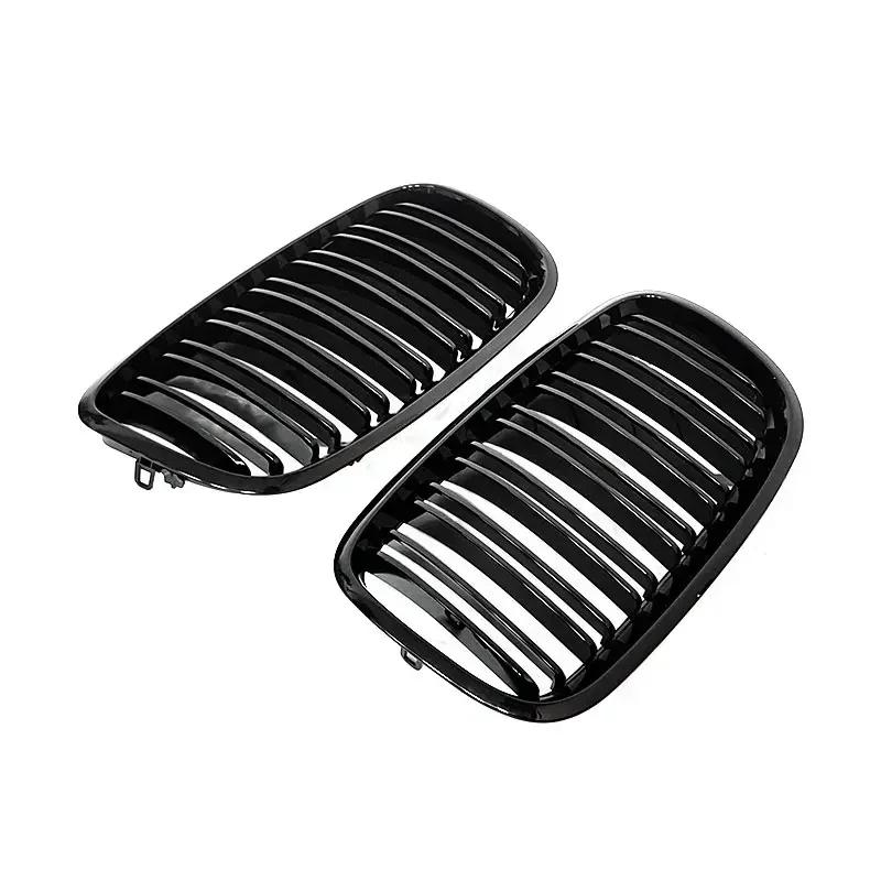 For BMW X5 X6 E70 E71 2007-2013 Front Bumper Kidney Racing Grille Glossy Black Car Double Slat Grill