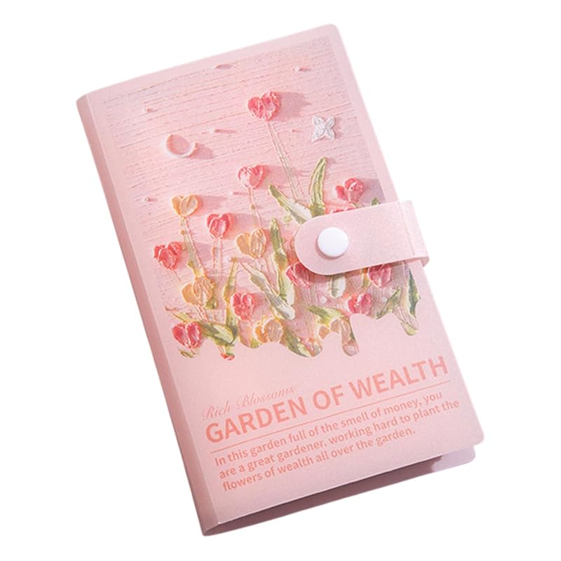 

Stylish Piggy Bank with Organizer, Holds 100 Bills, Button Closure, Savings File with Envelopes, Suitable for Kids and Kids, Size L18 * W11 (Pink)