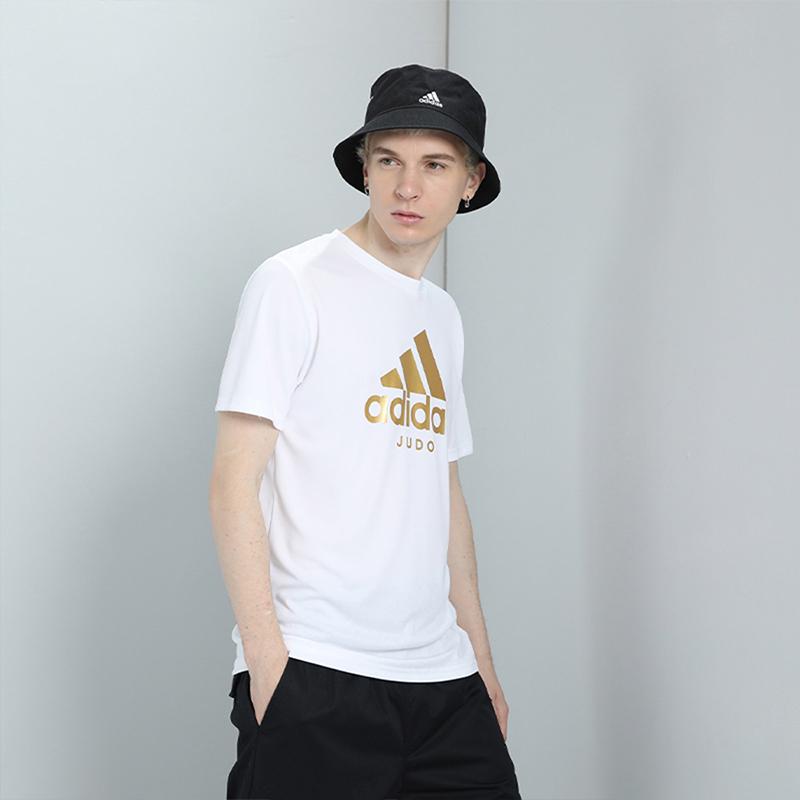Adidas Logo Print Round Neck Sports Casual Short Sleeve T-Shirt Men Tops White ADICTJ-WG