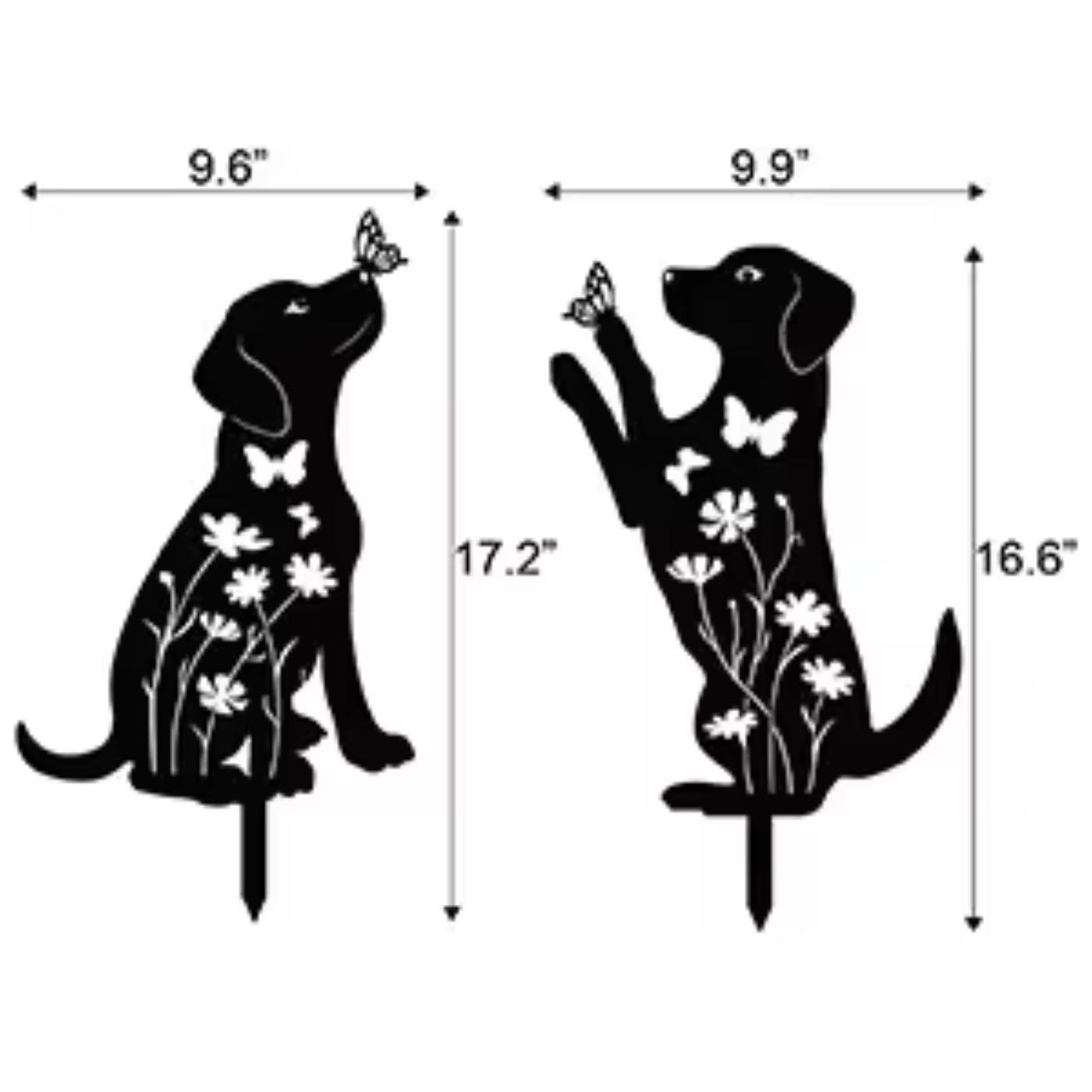 

2 шт. Металлический декор для сада для собак – Колышки в виде силуэта щенка. Декоративное искусство на открытом воздухе во дворе. Для любителей собак. Очаровательные украшения для сада. чёрный