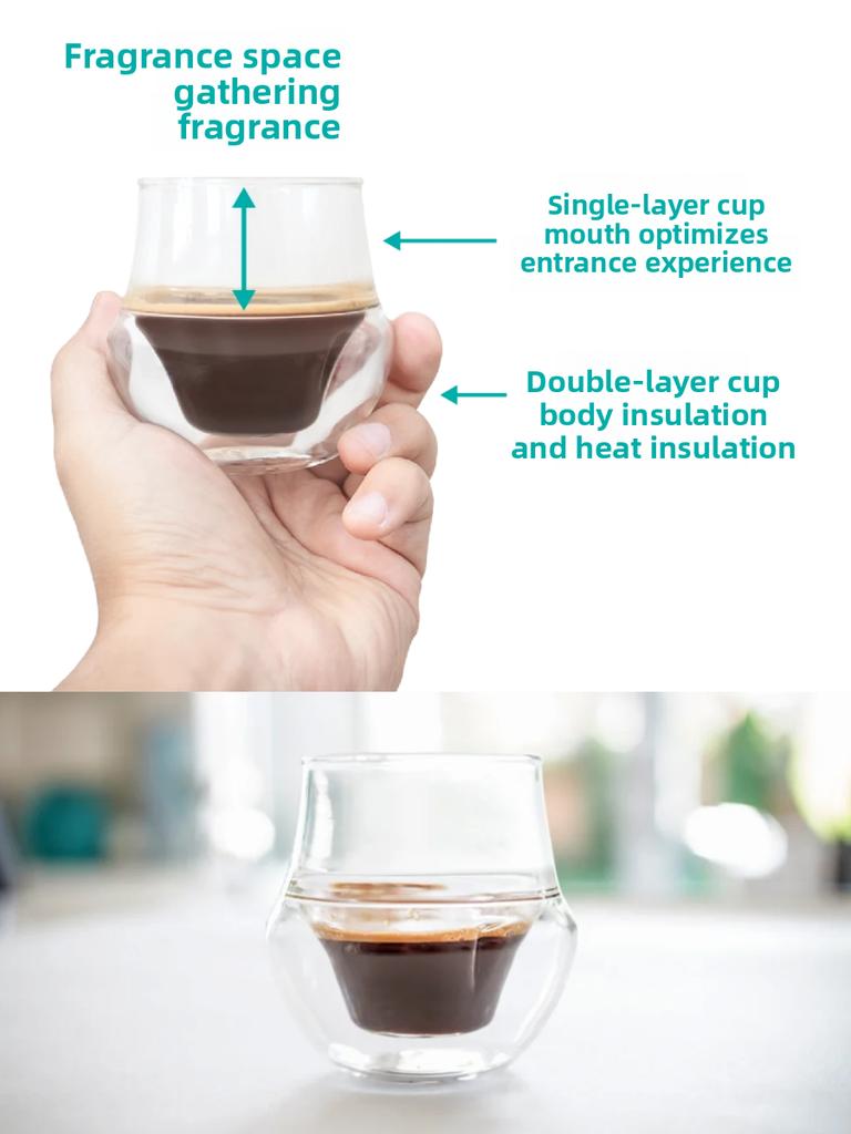 Italian Style Double Layer Heat Resistant Transparent Glass Coffee Tasting Cup Espresso Kruve Concentrated Coffee Sniffing Cup