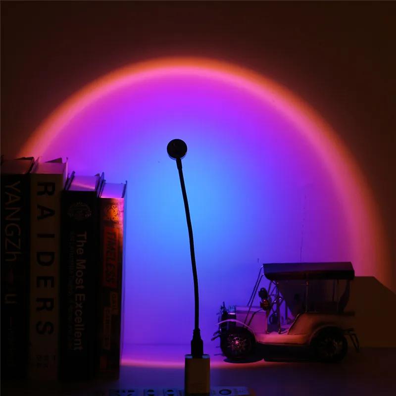 

USB Sunset Projection Decoration Atmosphere Background Creative Rainbow Bedroom Switch Night Light Mini Lamp Home Wall For Bar 18.5CM