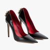 Fashion Roman Red Black Rivet Thin High Heels Shose 2024 New Women's Spring Summer Sexy Pointy Metal Buckle Show High Heels Size 34-44