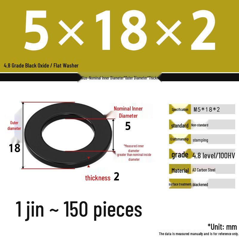 Blackened Enlarged Thickened Metal Washer - M3-M42