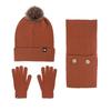 Autumn and winter outdoor cold-proof hairball knitted hat, scarf, gloves three-piece set, warm stack hat three-piece set