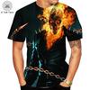 Sommer Rundhals 3D Flammen Totenkopf Print Top Modische Lässige Kurzarm Herren T-Shirts