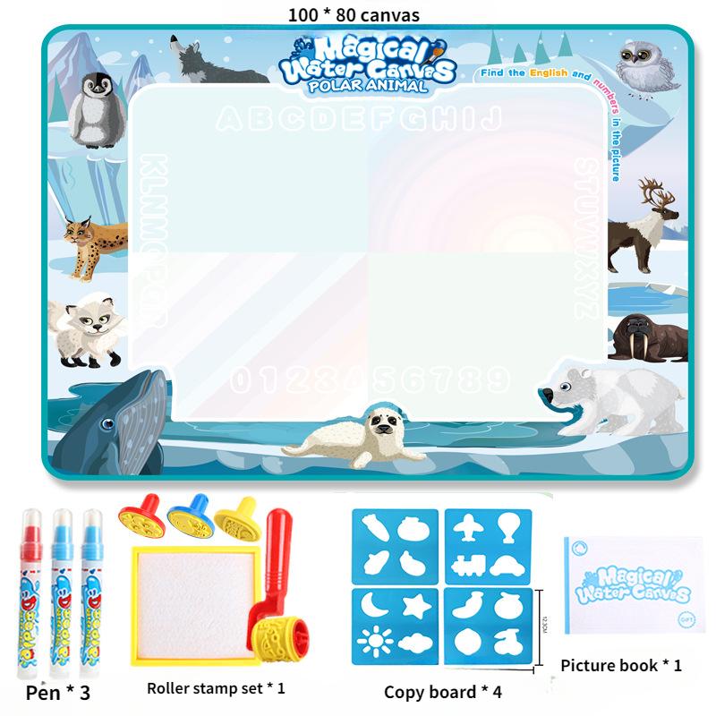 Magical Water Canvas Children's Learning Blanket Water Writing Cloth Repeated Graffiti Water Painting Blanket Large Watercolor Graffiti Pad