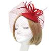 Women Girls Ladies Feather Fascinator Mesh Hairdressing Bridal Hair Clip Wedding Party Accessory Red