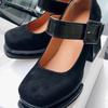 Platforma Jehlové podpatky Mary Janes Boty Boty Lakovaná kůže Robustní přezka se čtvercovou špičkou Goth Ženy Lodičky Boty na podpatku
