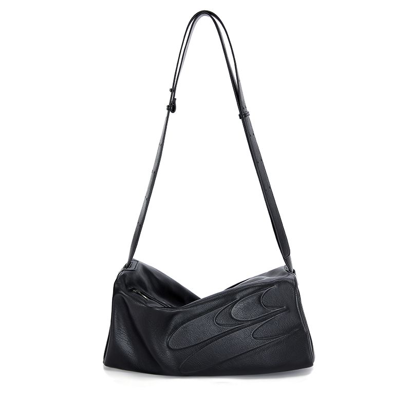 

Crying Center Black Leather Toast Logo Crossbody Bag Black