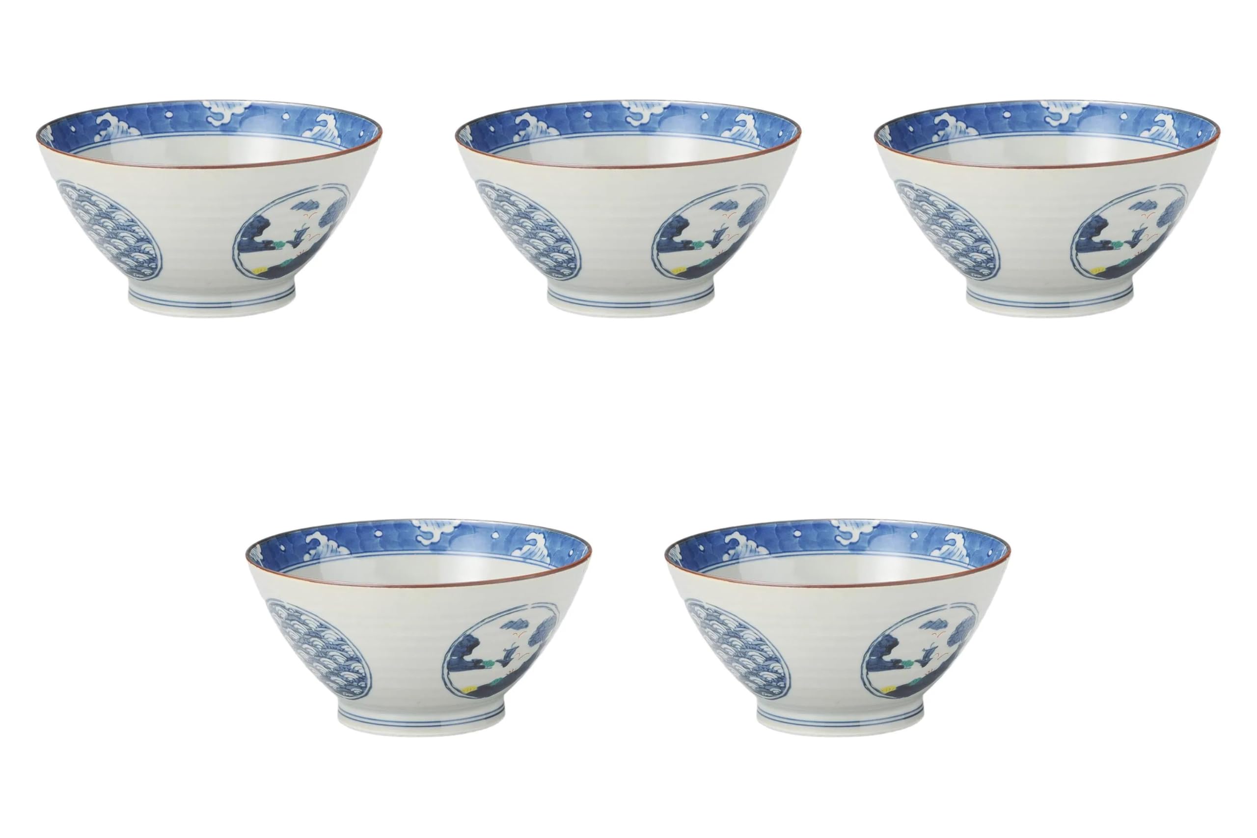 

Set of 5 Round Pattern Bowls x Arita Setomonohonpo [18 9cm] Multi-Purpose Bowls, Ware,