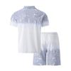 Men's Spring Printed Zipper Lapel Short Sleeve Top Shorts Suit Men's Casual Sports Suit