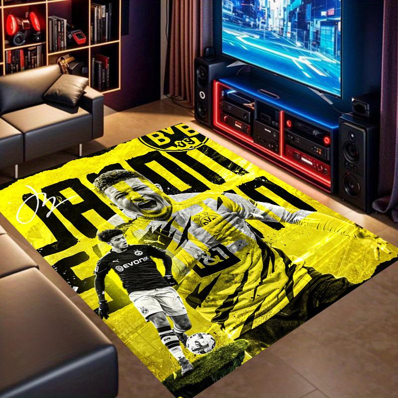 Jadon Sancho Borussia Dortmund Player Art Print Area Rug Non‑Slip Rectangular Floor Mat Soccer Fan Gaming Living Bedroom Decor